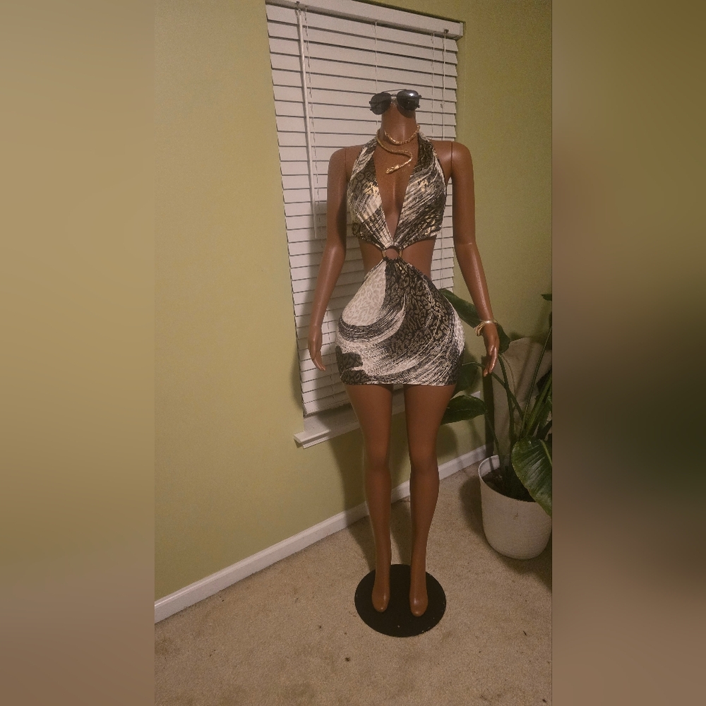 Symphony Exotic Print Halter Dress
